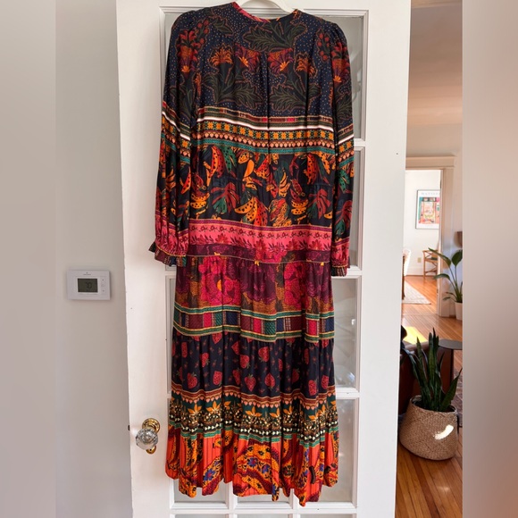 FARM Rio Mixed Patchwork long sleeve midi dress - Picture 2 of 3